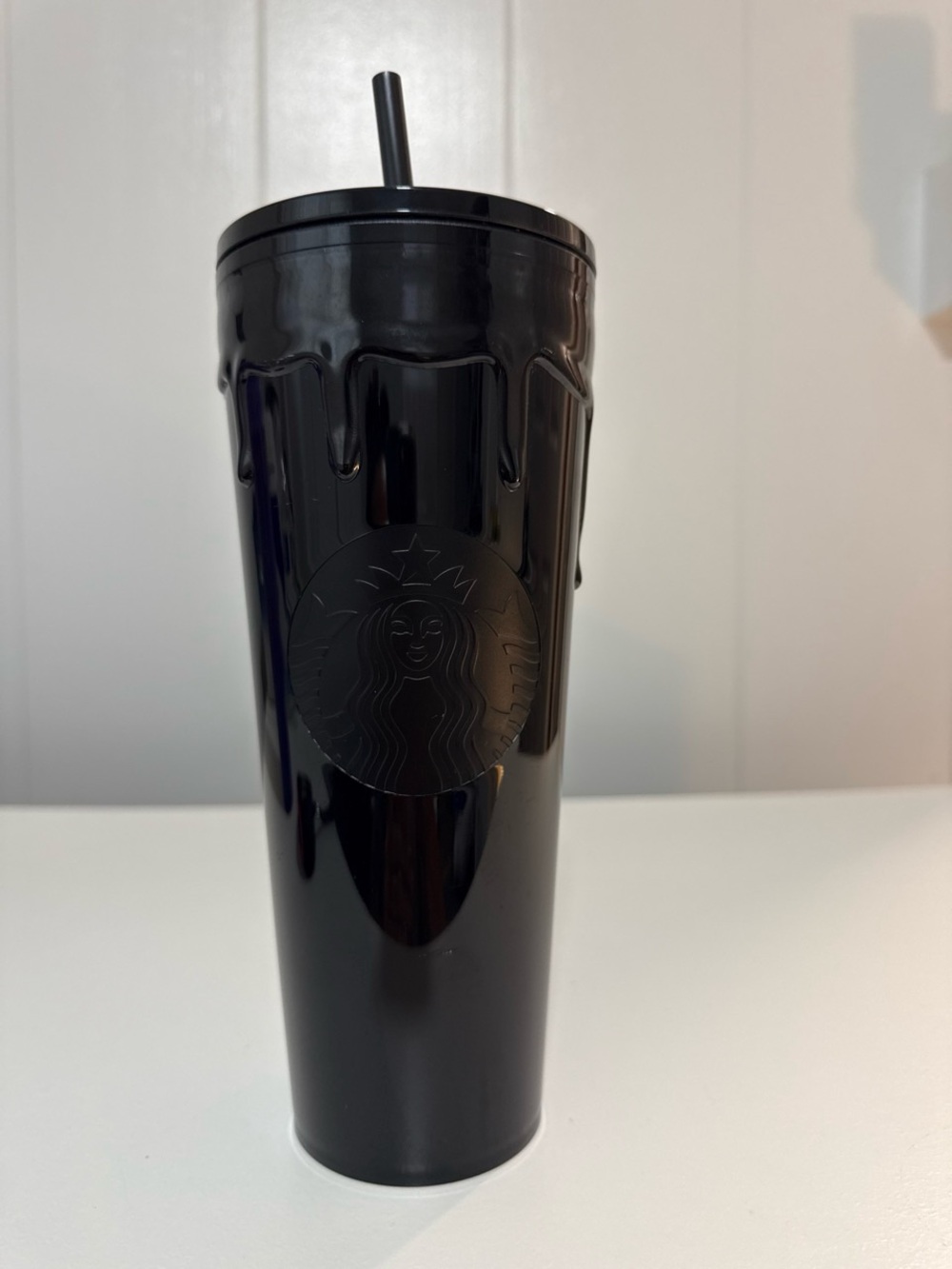 Starbucks Black Drip Logo Tumbler with Straw